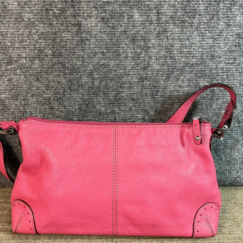 Tignanello Pink Pebbled Leather Shoulder Bag Silver Tone Hardware Small Satchel